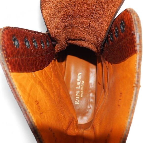 Ralph Lauren Lace-up Paddock Cap Toe Leather Boots Men's 7.5B Women's 9.5 - Picture 10 of 14